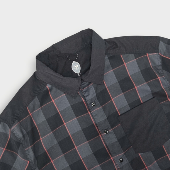 Club Ride Shirt Mens Medium Black Stripe Short Sleeve Button Up Outdoors Pocket - Picture 1 of 11